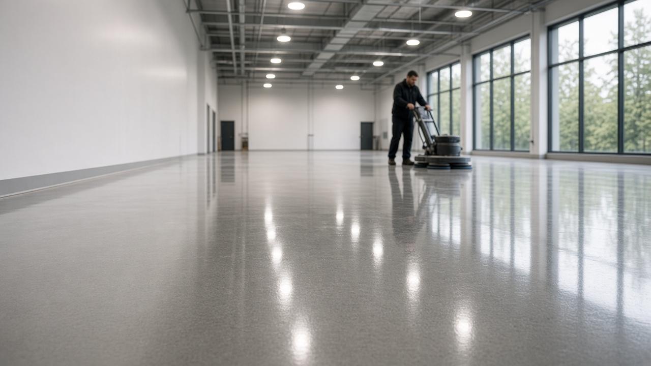 Polished concrete floor in a Surrey, BC commercial space